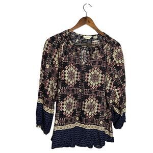 Anthropologie 11.1. TYLHO‎ Kay Boho Multicolor Peasant Blouse Top medium